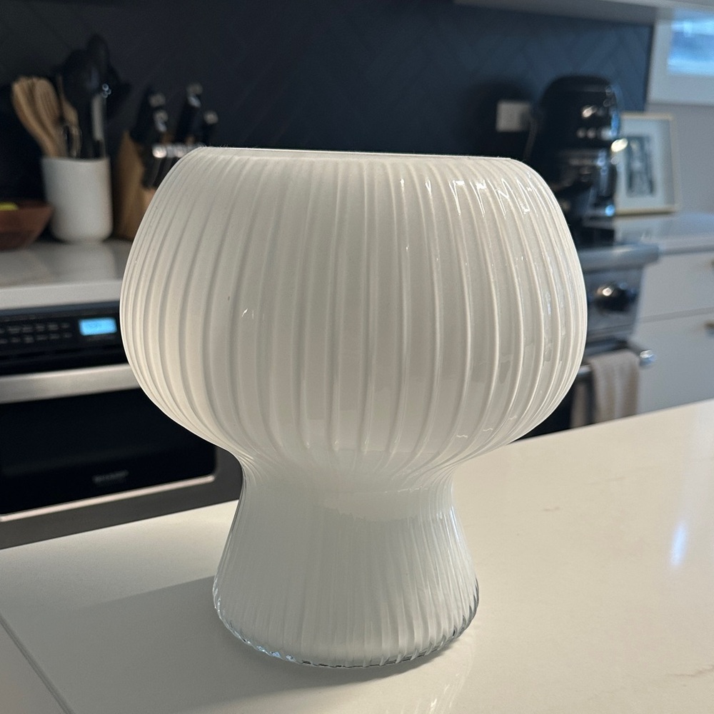 West Elm Ivory Textured Glass Vase